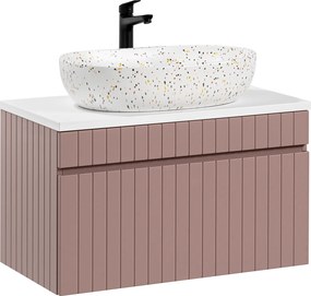 Comad Kúpeľňová skrinka s doskovým umývadlom Iconic Rose 80 antická ružová/biela