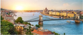 Obraz mesta Budapešť s riekou (120x50 cm)