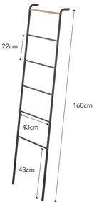 Čierny dekoratívny rebrík s detailom z bukového dreva YAMAZAKI Tower Ladder