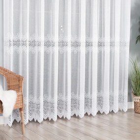 Biela žakarová záclona VIVIEN so zaujímavým vzorom  - šité na mieru