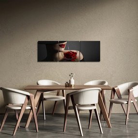 Obraz - Žena s ružou (s hodinami) (90x30 cm)