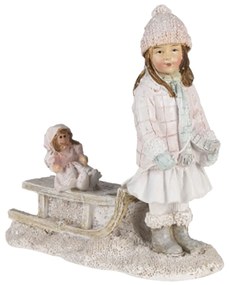 Dekoratívne soška dievčatká so saňami - 11 * 4 * 11 cm