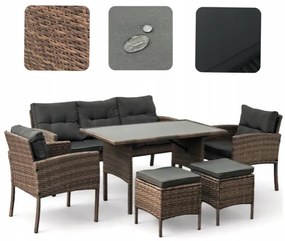 Veľká ratanová súprava v štýlovej hnedej farbe