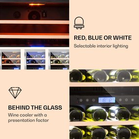 Vinovilla Duo43, dvojzónová vinotéka, 129 l, 43 fliaš, 3-farebné LED osvetlenie, sklenené dvere