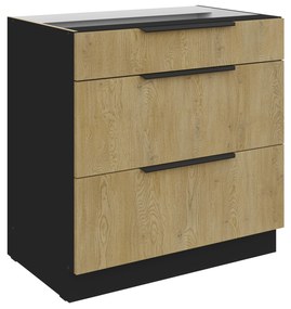 Dolná kuchynská skrinka Carminia 80 D 3S BB PREMIUM BOX (dub cremona + čierna). Akcia -21%. Vlastná spoľahlivá doprava až k Vám domov. 1127979