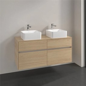 VILLEROY &amp; BOCH Collaro závesná skrinka pod dve umývadlá na dosku, 4 zásuvky, 1200 x 500 x 548 mm, Nordic Oak, C04400VJ