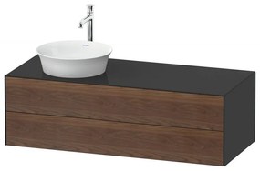 DURAVIT White Tulip závesná skrinka pod umývadlo na dosku vľavo, 2 zásuvky, 1300 x 550 x 408 mm, americký orech masív/grafit vysoký lesk, WT4987L77H1