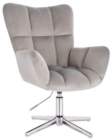 LuxuryForm DESIGN Kreslo AURORA VELUR na striebornom kríži - svetlo šedé