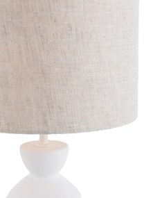 Dizajnová stolná lampa s bielym textilným tienidlom svetlošedá 25 cm - Alisia