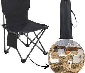 Skladacia rybárska stolička s praktickým puzdrom čierna