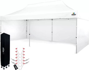 BRIMO Nožnicový párty stan SUPER oceľ 3x6 m s 3 stenami biely