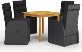 vidaXL 5-dielna záhradná jedálenská súprava čierna