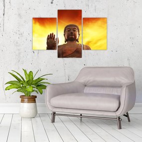 Obraz - Budha s červenožltým pozadím (90x60 cm)