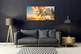 Obraz na skle Palma strom more krajina 120x60 cm