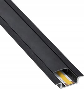 BERGE LED hliníkový profil zapustený 2m čierny - sada
