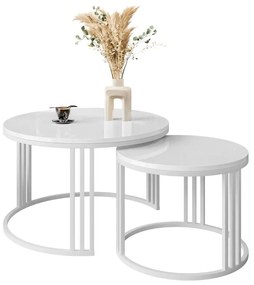 OKRÚHLY KONFERENČNÝ STOLÍK 2v1 LEONARDO 2 BIELY LESK / BIELY