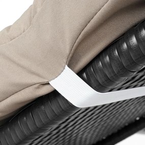 Záhradné lehátko HWC-A51 - polyratan, krémové vankúše basic 5cm - antracit