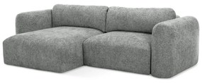Sivá ženilková rozkladacia/s úložným priestorom rohová pohovka (ľavý roh/s leňoškou) Mele – Makamii