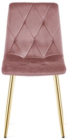 Ružová zamatová jedálenská stolička LIBRA so zlatými nohami