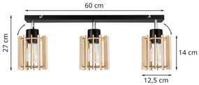 Bodové svietidlo Timber 7, 3x drevené tienidlo