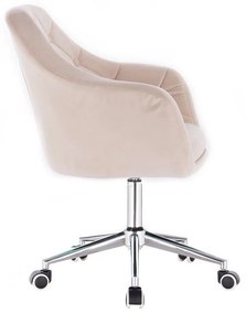 LuxuryForm DESIGN Kreslo ANDORA VELUR na strieborné podstave s kolieskami - krémové