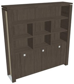 Vysoká skriňa Verno+ S 200 x 46 x 210 cm, s regálom, dub antracit / vanilka