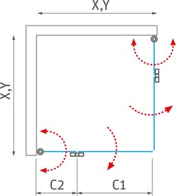 Roth Štvorcový alebo obdĺžnikový sprchový kút CI 2CL+CI 2CR - bez vaničky ROTH-Variant: šírka ľavých dverí: 80 cm, šírka pravých dverí: 80 cm - (CI 2…