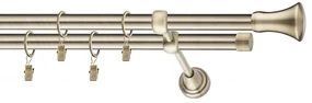 Dekorstudio Mosadzná dvojradová garniža MONACO 19mm Dĺžka: 140cm, Typ uchytenia: Držiak dvojitý modern, Typ príslušenstva: Krúžky tiché so štipcami