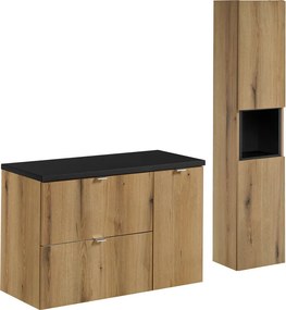 Závesná skrinka pod umývadlo Nova Oak 90 cm čierna/dub coast evoke