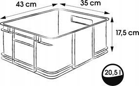 Keeeper Úložný box pre domácnosť aj dielňu, BRUNO L, 20,5L, 43 x 35 x 17,5 cm, transparentný
