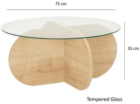 Konferenčný stolík BUBBLE 35x75 cm hnedá/číra