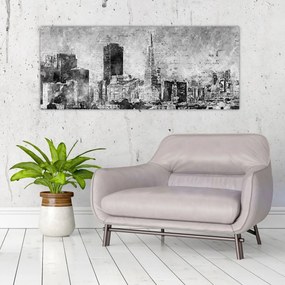 Obraz - Coffee art city (120x50 cm)