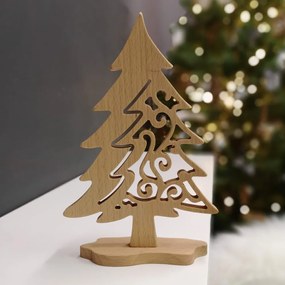AMADEA Drevený 3D strom ihličnatý s prierezom, masívne drevo, výška 21 cm
