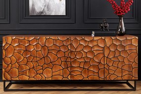 Komoda Erupcio 177 cm a komoda Vulcano 120 cm mozaika čierno-hnedá set