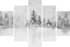 Obraz - Jelene pri jazere (150x105 cm)