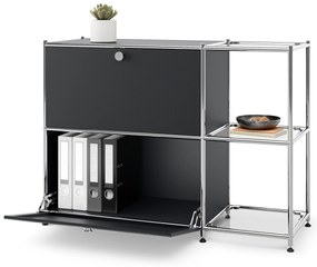 Kovová odkladacia skrinka »CN3« s 2 výklopnými priehradkami, čierna