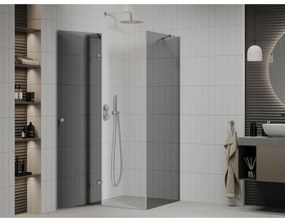 Mexen Roma, sprchovací kút 70 (dvere) x 70 (stena) cm, 6mm šedé sklo, chrómový profil, 854-070-070-01-40