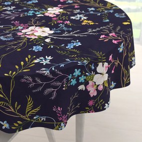 Biante Bavlnený okrúhly obrus Sandra SA-557 Modro-ružové kvety na tmavo modrom Ø 40 cm