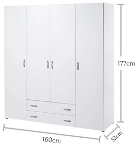 Sconto Šatníková skriňa SEBA 4 biela