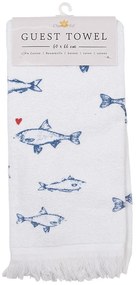 Biely kuchynský froté uterák s rybkami Sun Sea And Fish - 40 * 66 cm