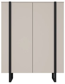 Vysoká komoda Verica 120 cm s dvoma dverami - kašmír / čierne nohy