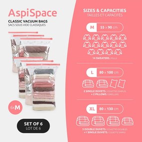 Vákuové vrecia v súprave 6 ks Vacuum M – Compactor