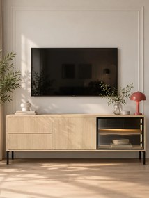 TV skrinka so zásuvkami s osvetlením Harmona 160 cm - dub lindberg