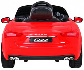 Detské auto Maserati Ghibli na batérie, červené + diaľkové ovládanie + pomalý štart + EVA + MP3, USB + LED