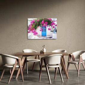 Sklenený obraz - Tradičný grécky dom (70x50 cm)