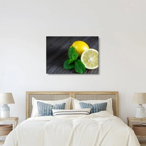 Obraz citrónov a mäty na stole (70x50 cm)