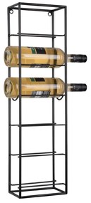 Čierny nástenný kovový regál na víno počet fliaš 6 Single – PT LIVING