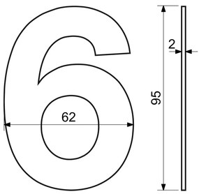 Domové číslo "6", RN.95L, nerez