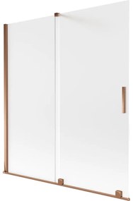 Mexen Velar, 2-krídlová posuvná vaňová zástena 150 x 150 cm, 8mm sklo námraza, ružové zlato, 896-150-000-31-60