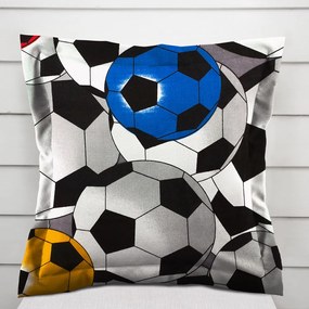 Biante Detská bavlnená obliečka na vankúš s lemom Sandra SA-580 Farebné a sivé futbalové lopty 50 x 50 cm